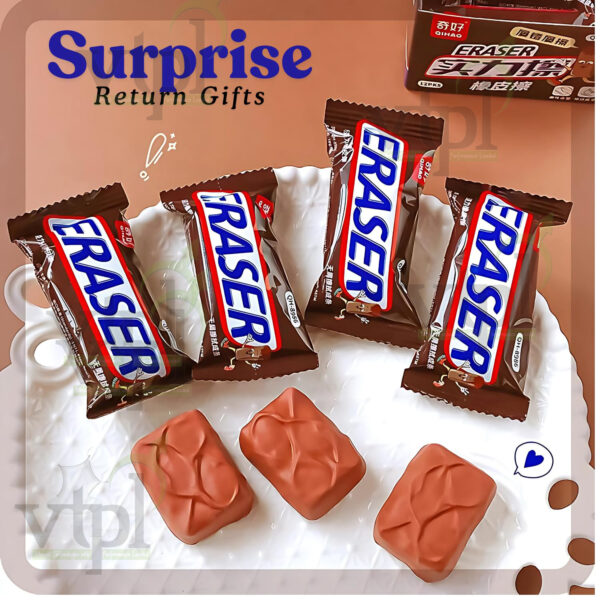 Chocolate Erasers 12 Pcs – Chocolate Scented Stationery for Kids, Unique Birthday Return Gifts & Party